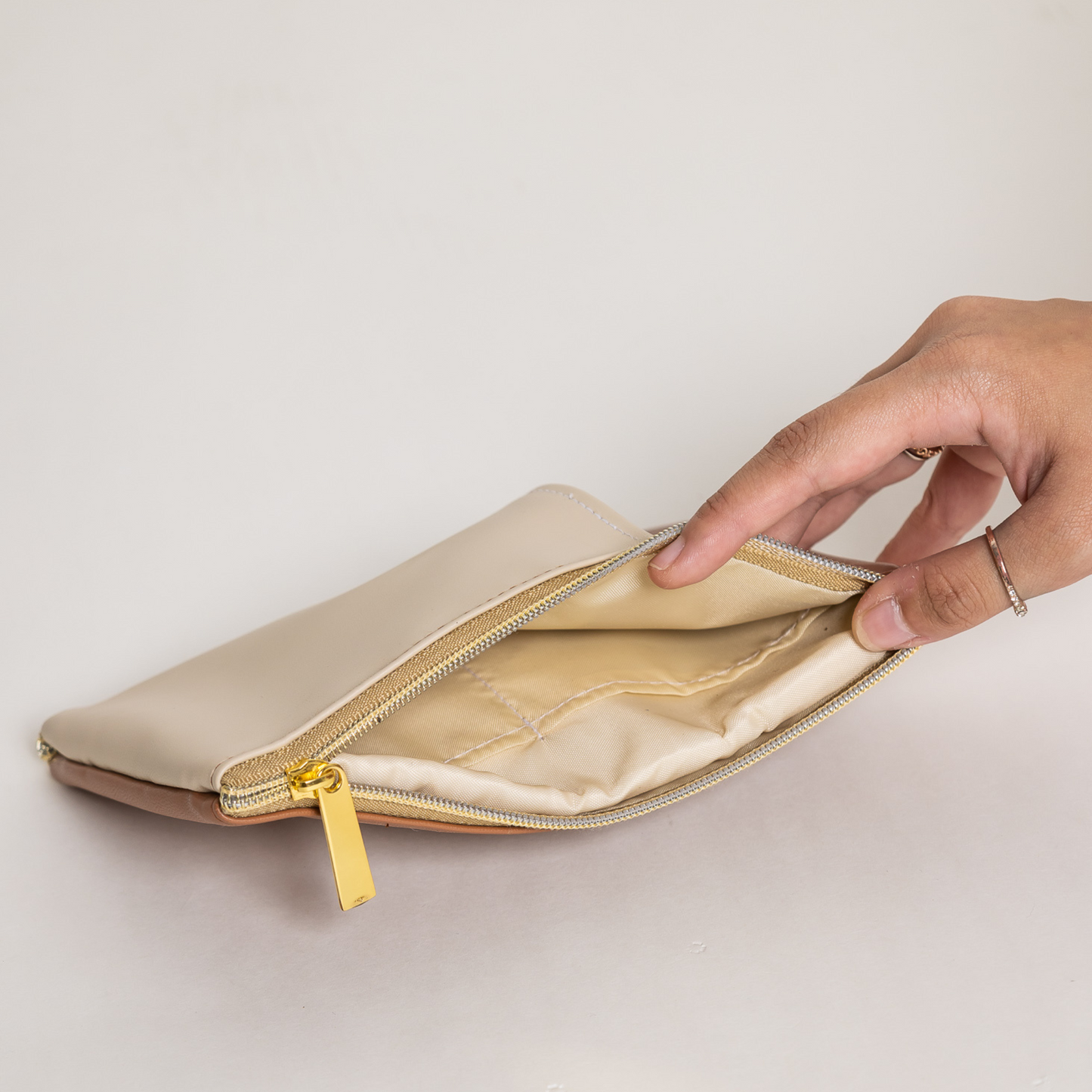 Dual Zip Sling Bag - Nude Camel