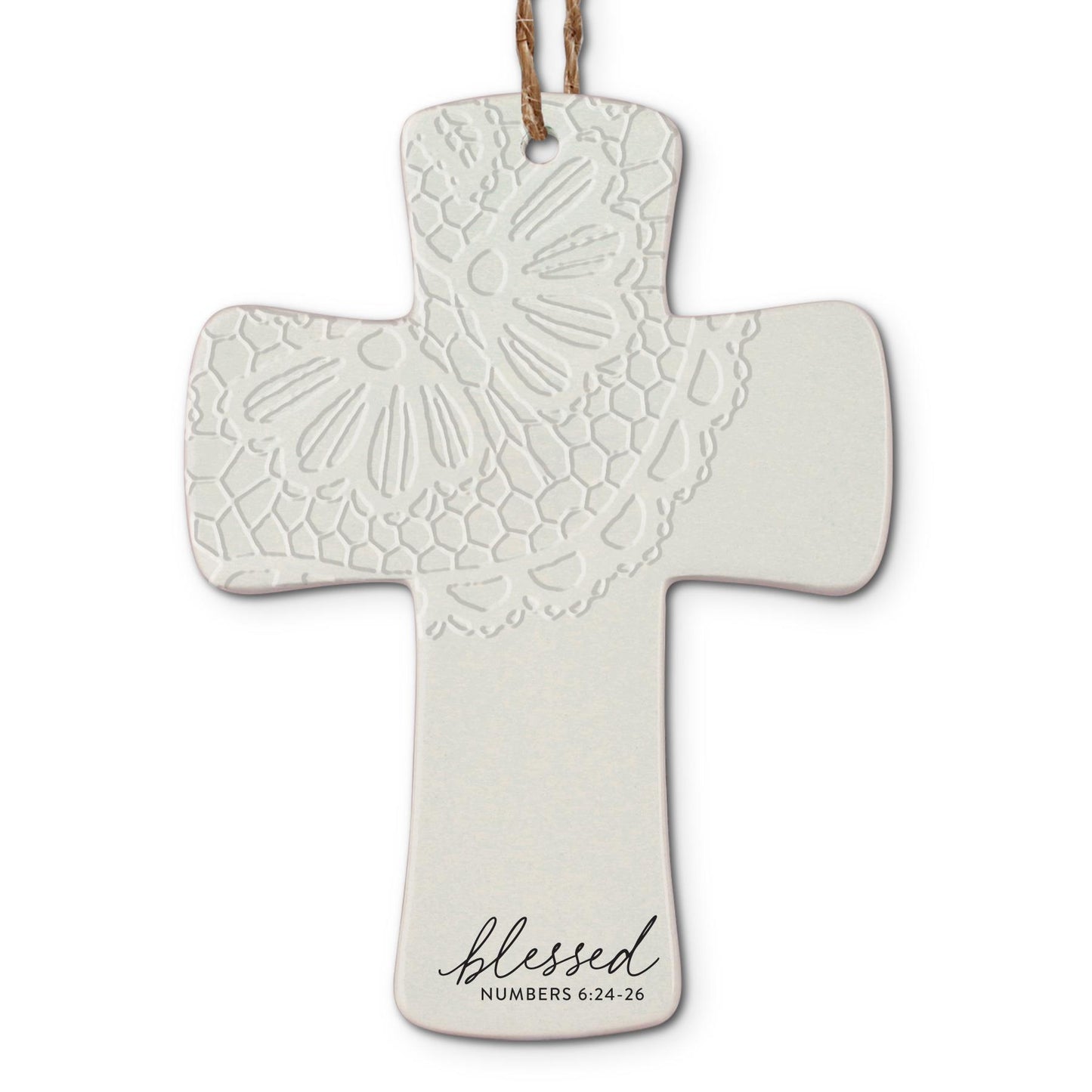 Christmas Ornament - Lace Textured Cross