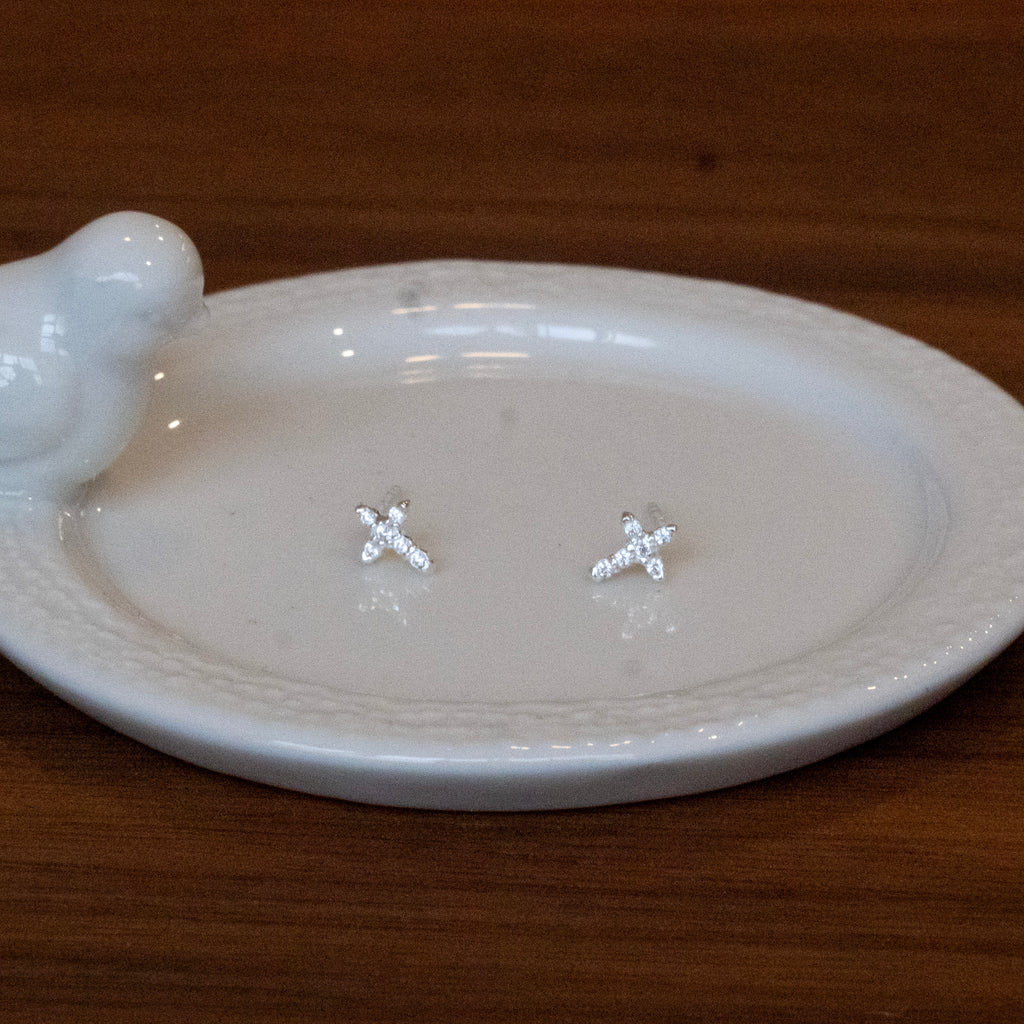 Clarity Cross Earrings (925 Silver)