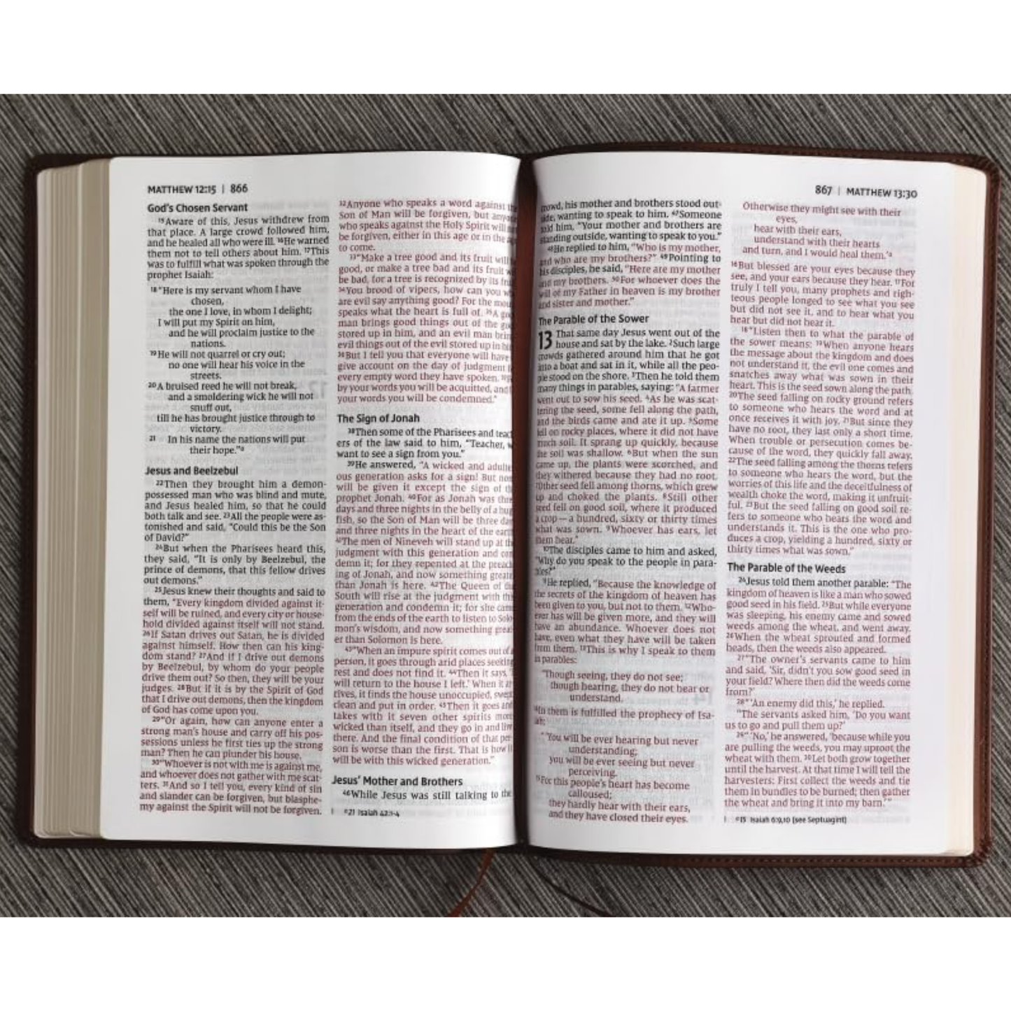 NIV, Thinline Bible, Large Print, Brown Leathersoft