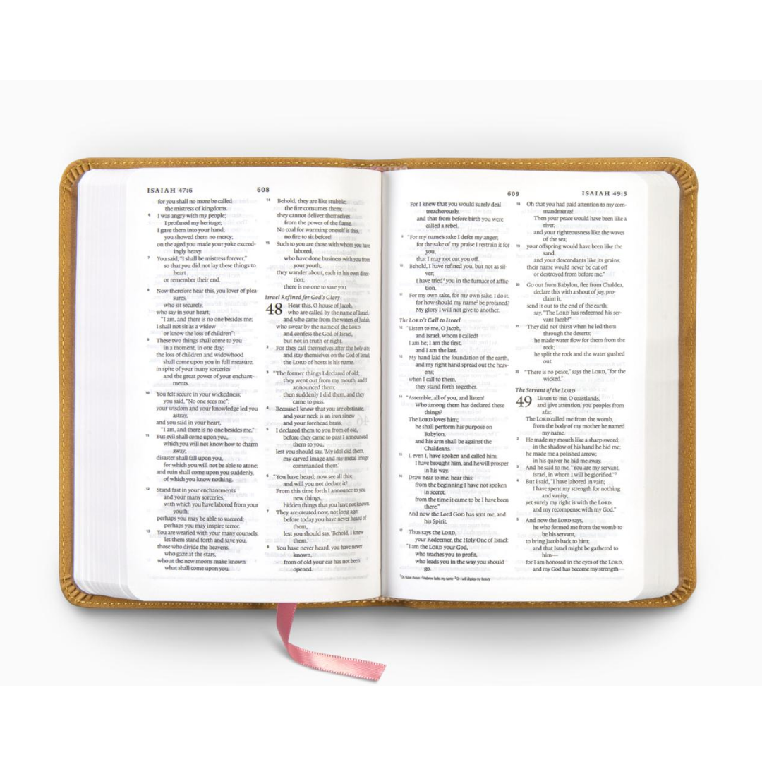 ESV Compact Bible, TruTone® Nubuck Caramel, Wildflower Design