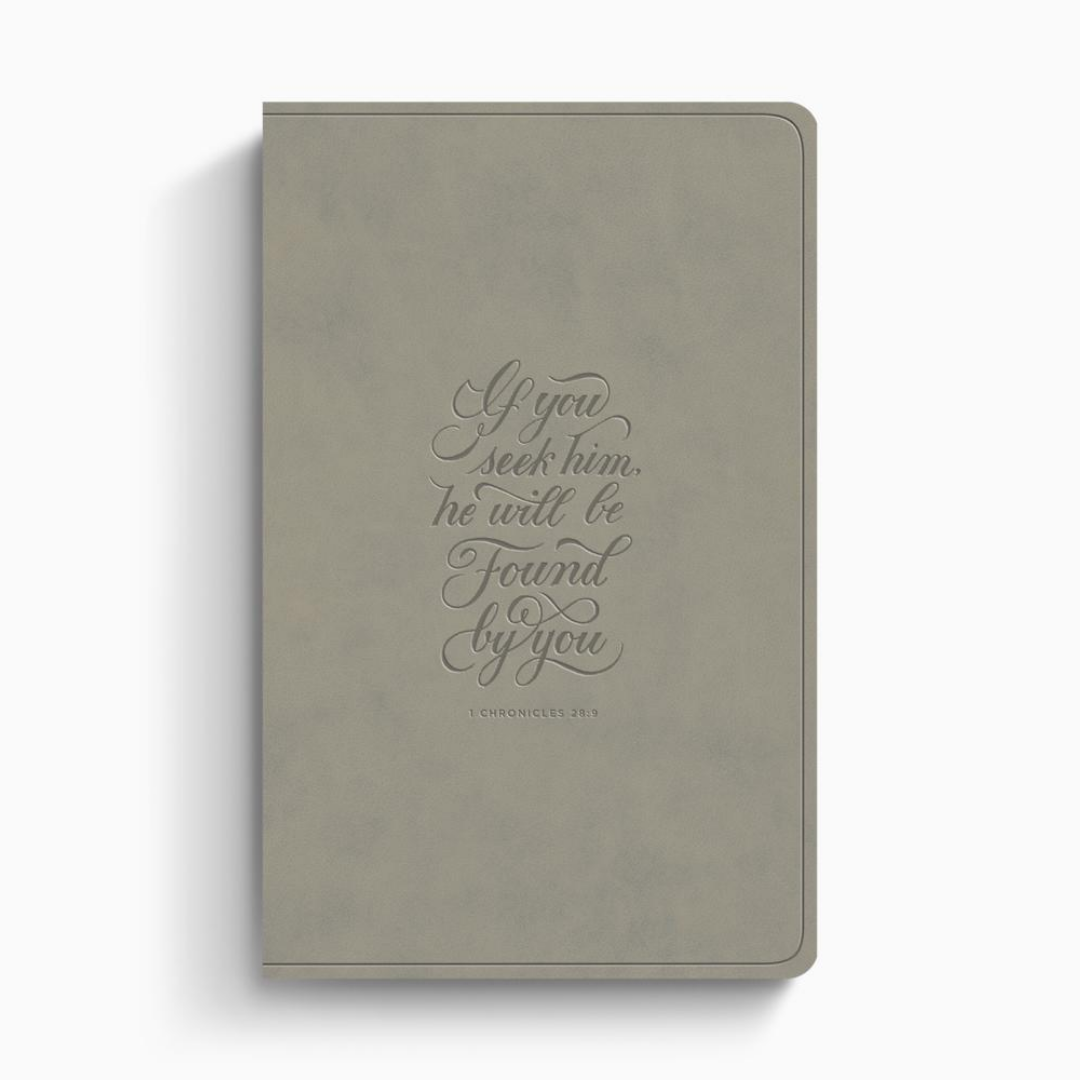 ESV Large Print Value Thinline Bible, TruTone® Stone, 1 Chronicles 28:9 Design