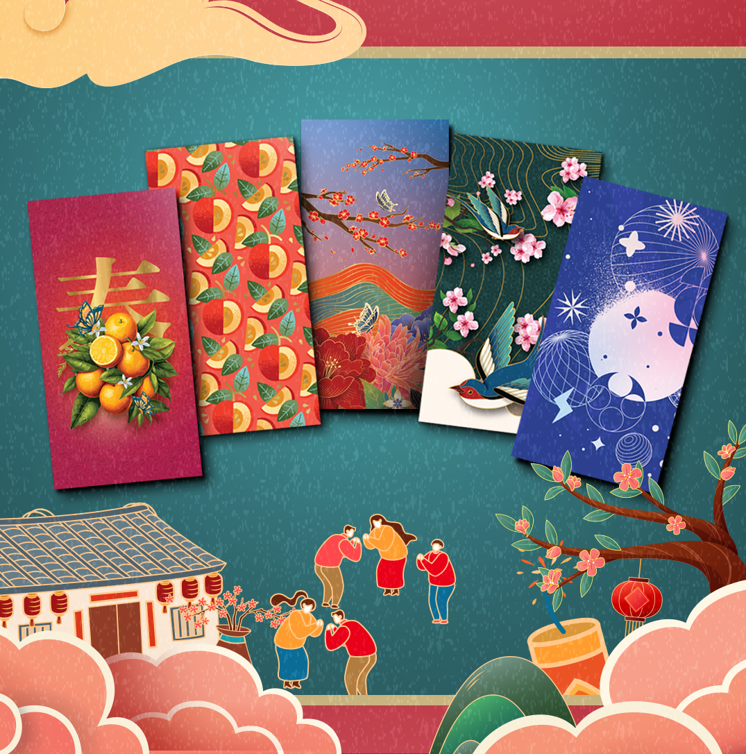 Celebrate Rejoice Red Packets - 5 Designs, Pack of 10