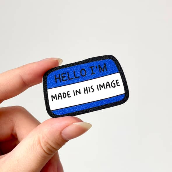 Made in His Image Sticker, Genesis 1:27 (Matte Glitter)