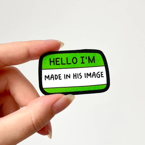 Made in His Image Stickers, Genesis 1:27 (Matte Glitter)