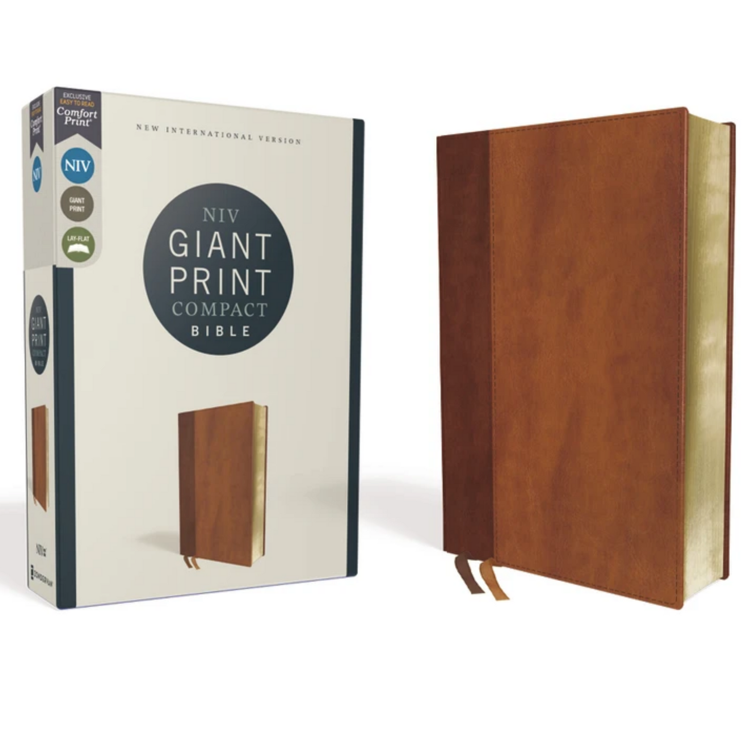 NIV Giant Print Compact Bible, Leathersoft - Brown