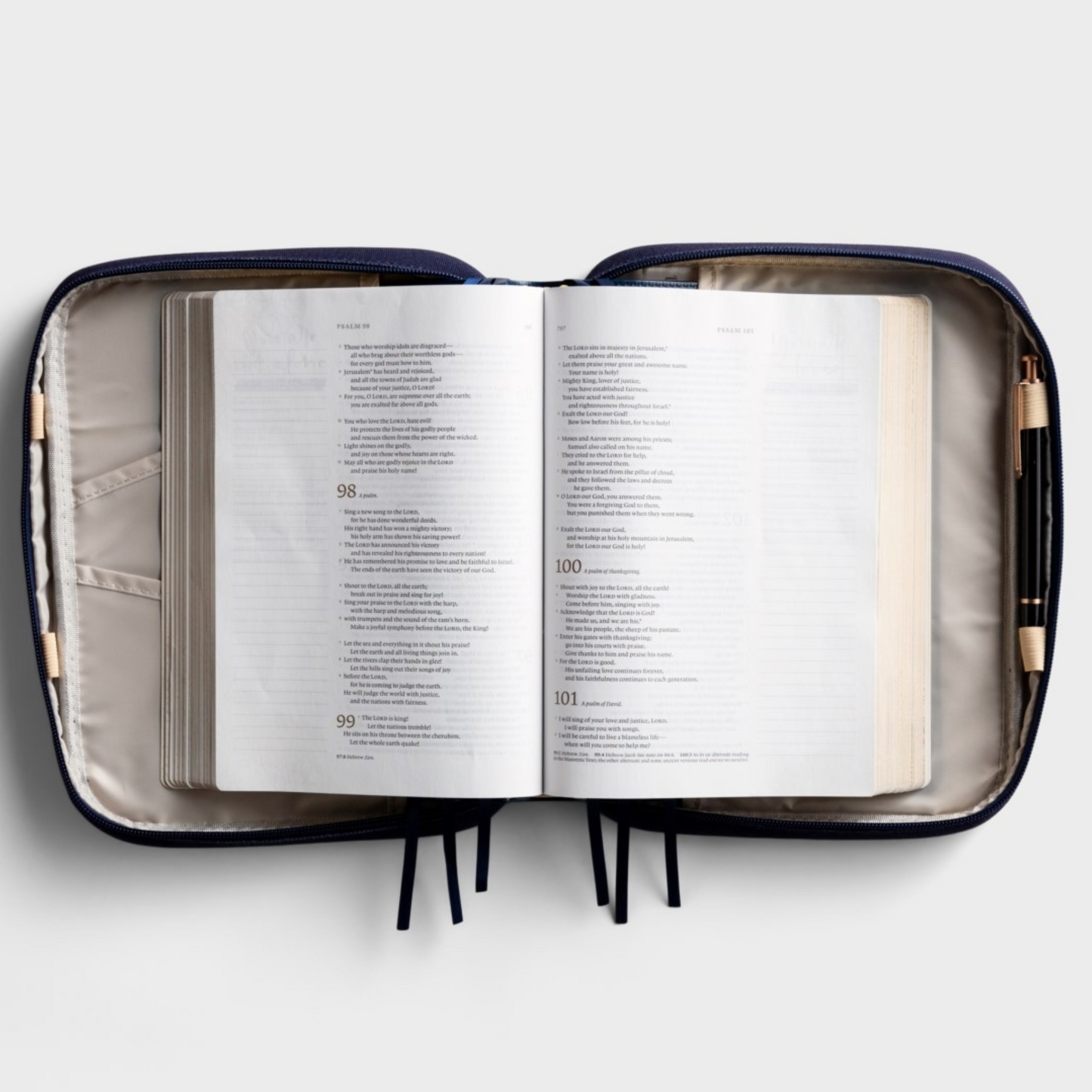 Bible Cover - Gold Cross, Navy Canvas (#J7418)