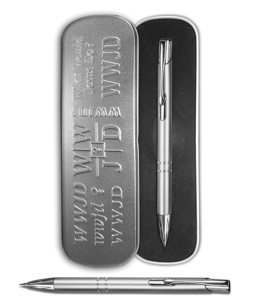 WWJD Pencil - Silver Tin Box (#401S)