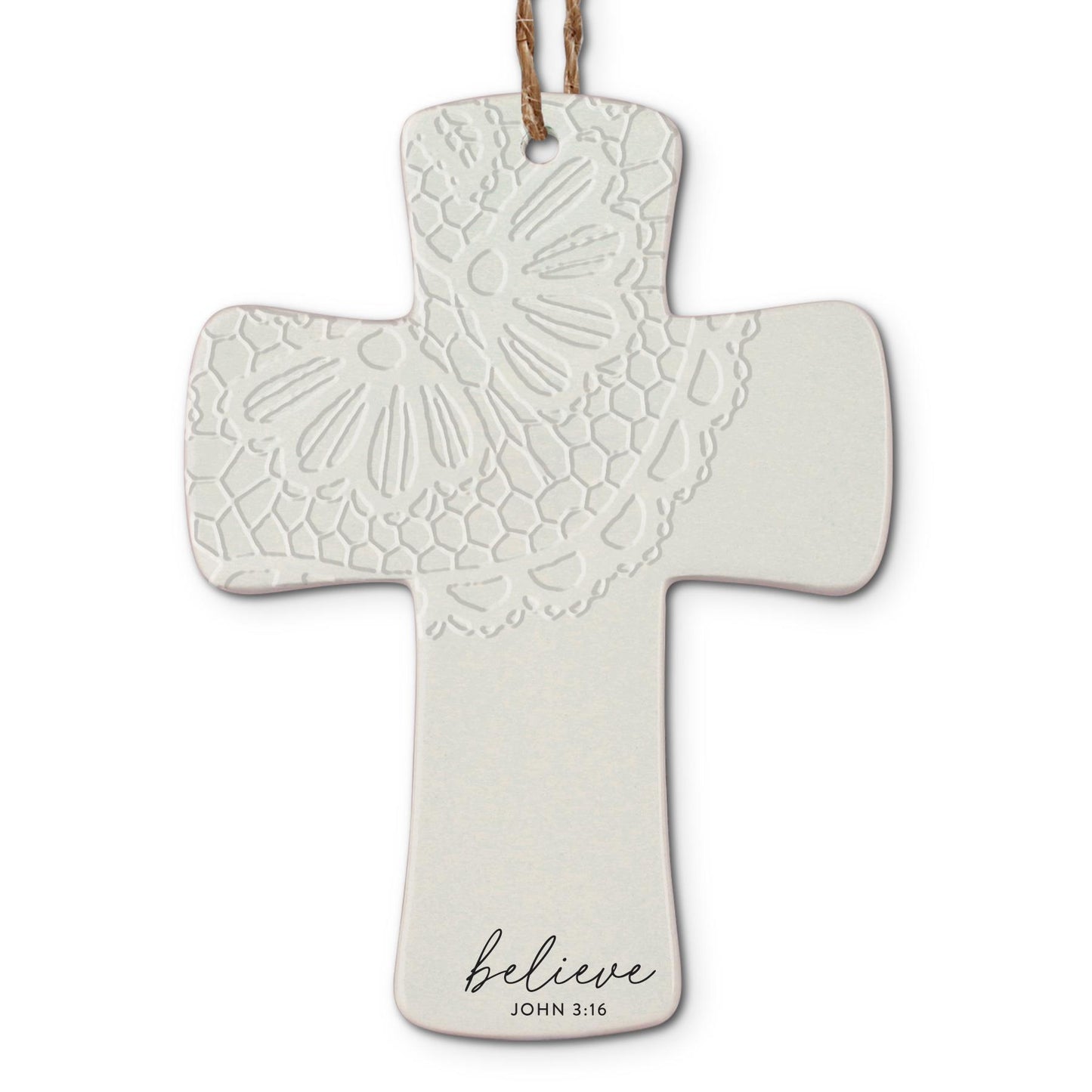 Christmas Ornament - Lace Textured Cross