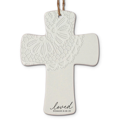 Christmas Ornament - Lace Textured Cross