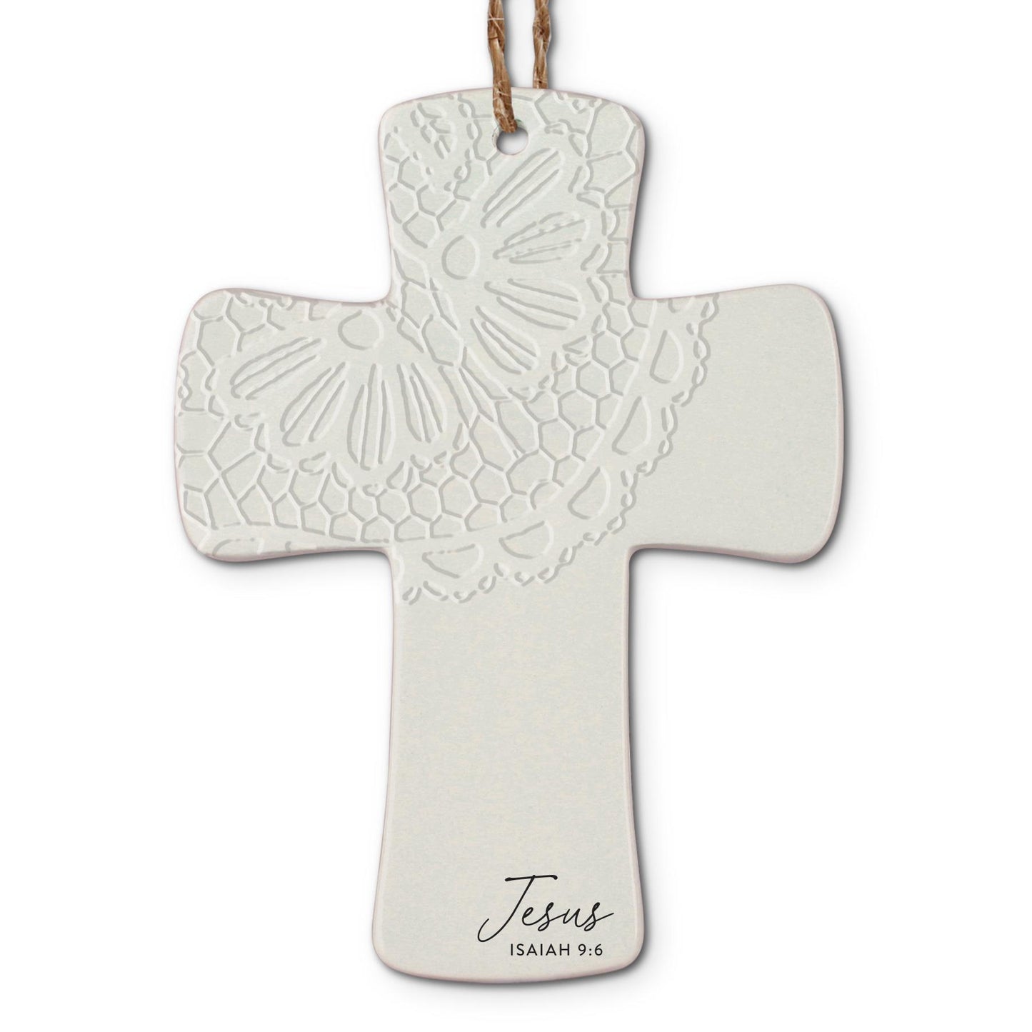 Christmas Ornament - Lace Textured Cross
