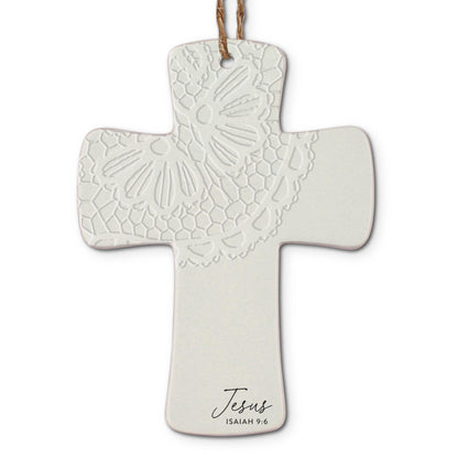Christmas Ornament - Lace Textured Cross