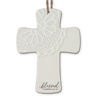 Christmas Ornament - Lace Textured Cross