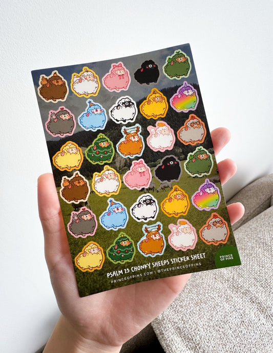 Psalm 23 Chonky Sheep A6 Sticker Sheet