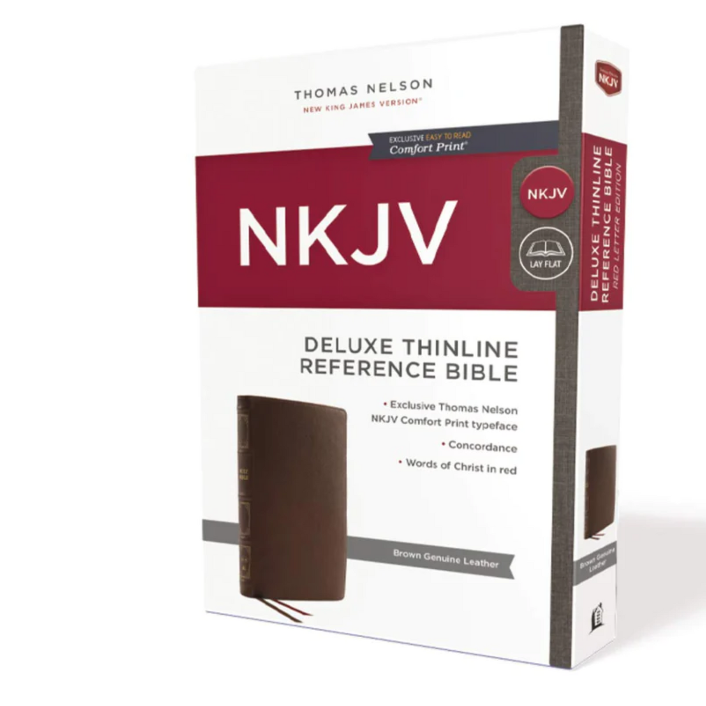NKJV, Thinline Reference Bible, Genuine Leather, Brown