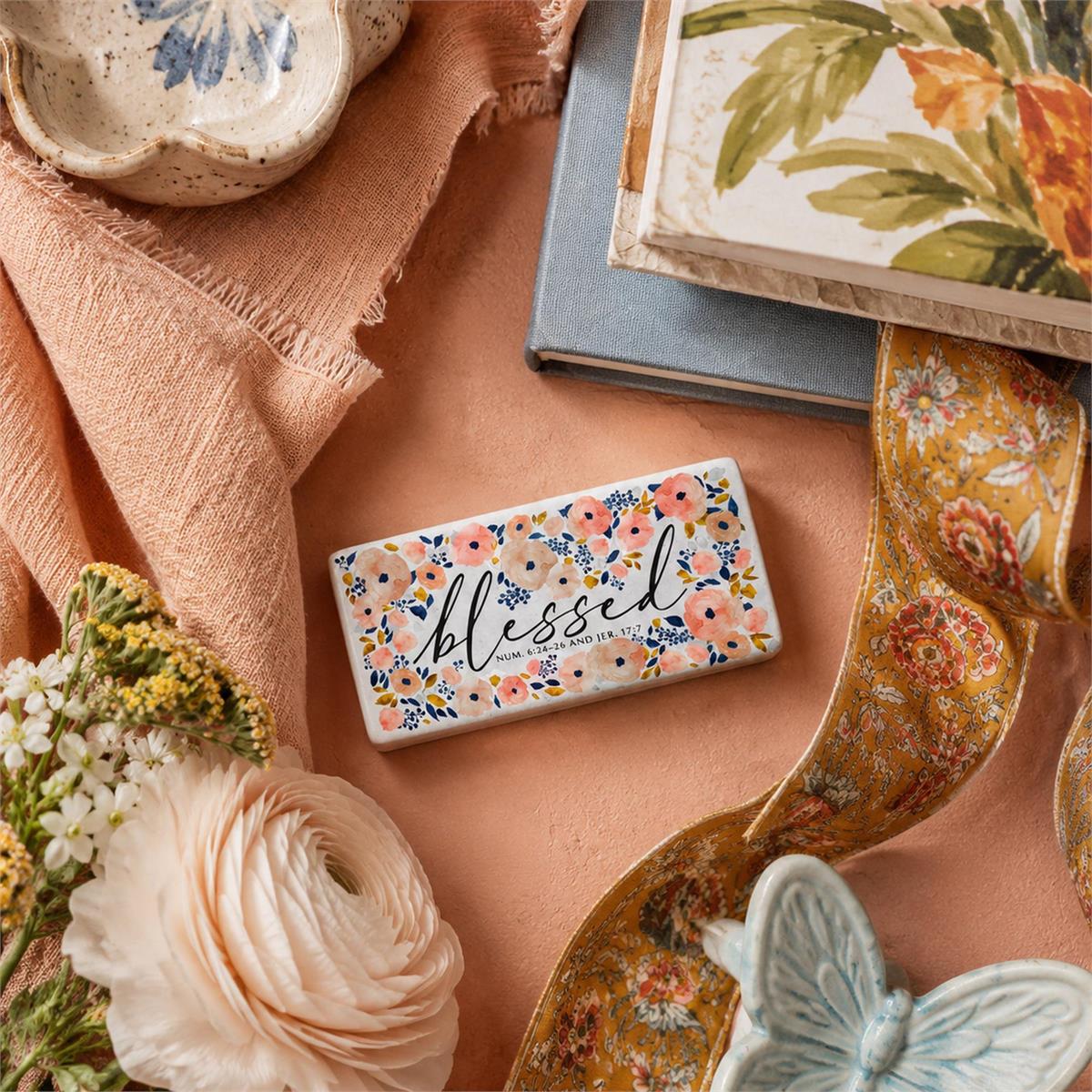 Scripture Block Plaque (Floral)