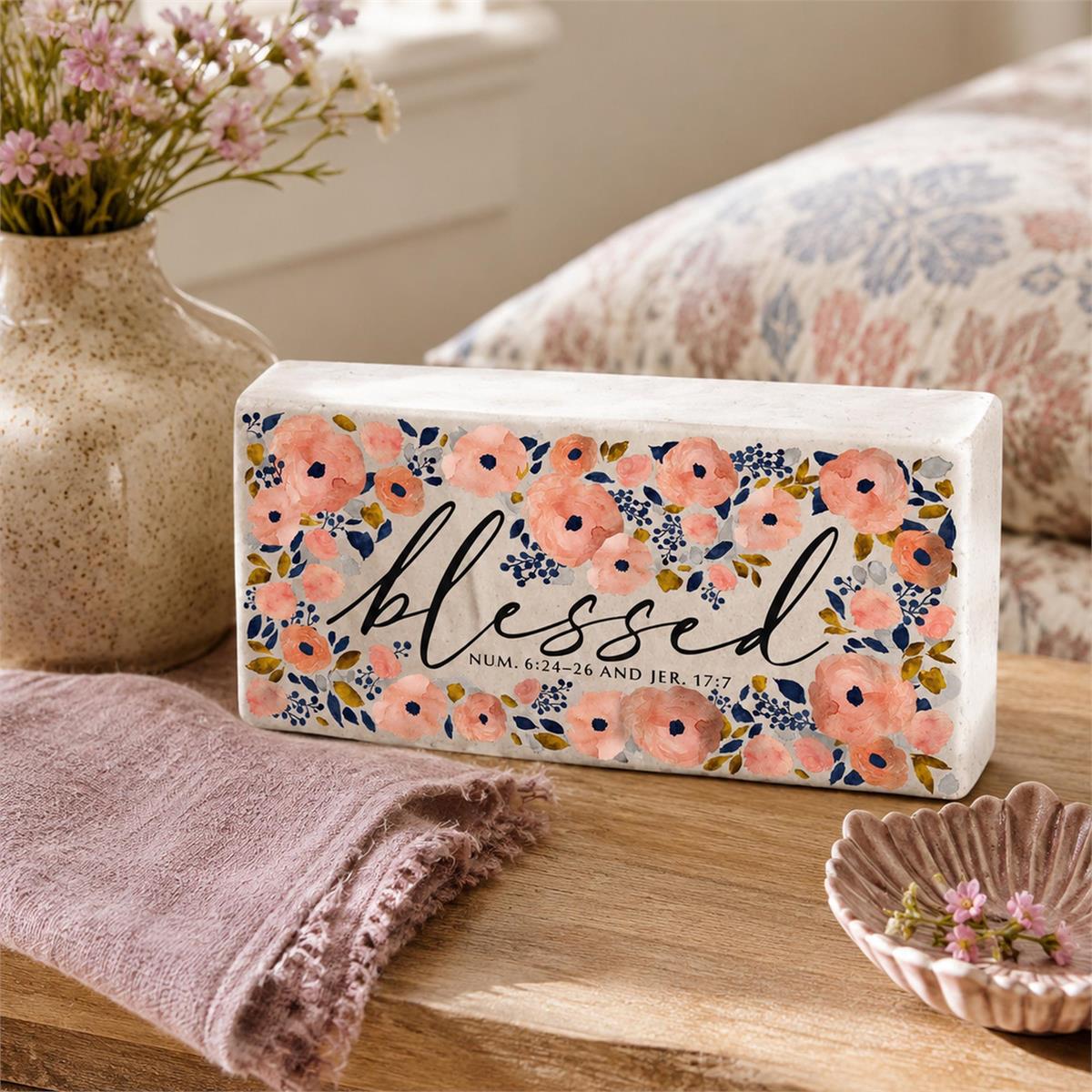 Scripture Block Plaque (Floral)