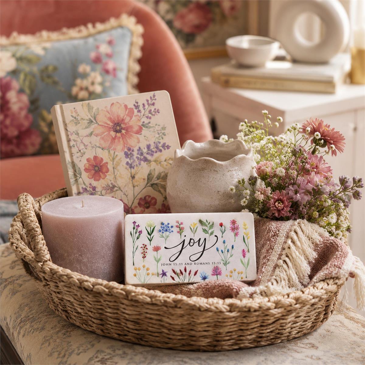 Scripture Block Plaque (Floral)
