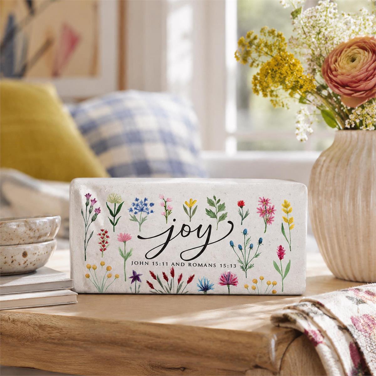 Scripture Block Plaque (Floral)