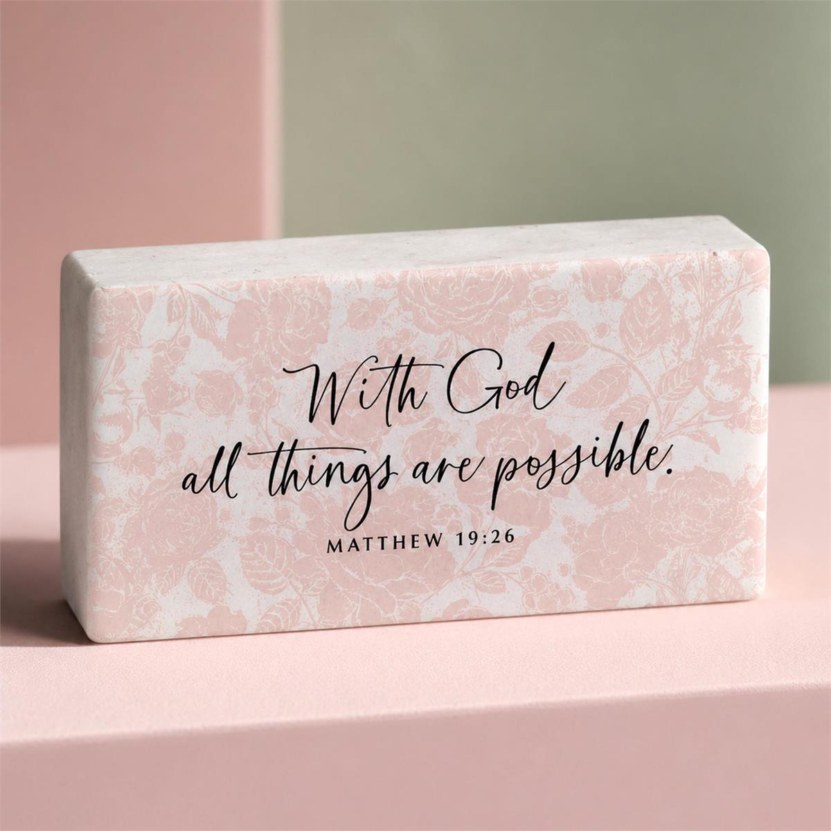 Scripture Block Plaque (Floral)