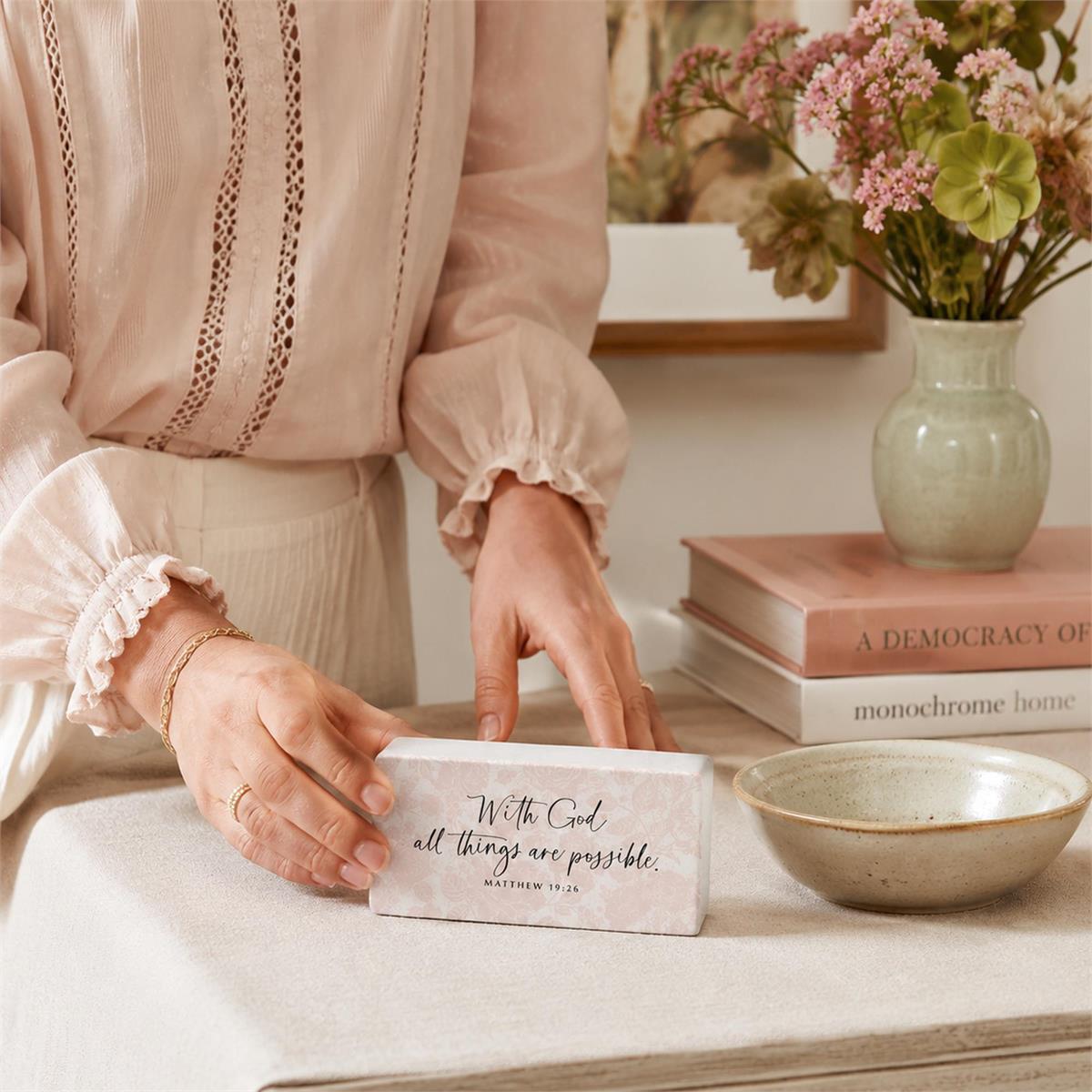 Scripture Block Plaque (Floral)