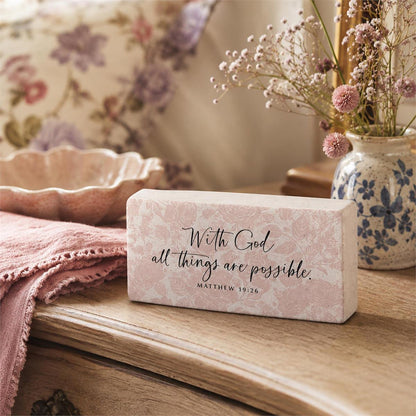 Scripture Block Plaque (Floral)