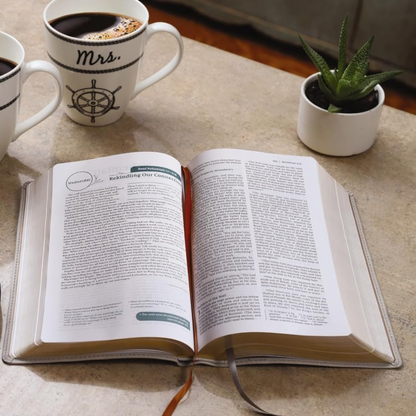 NIV Couples' Devotional Bible, Leathersoft - Stone