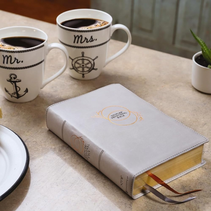 NIV Couples' Devotional Bible, Leathersoft - Stone
