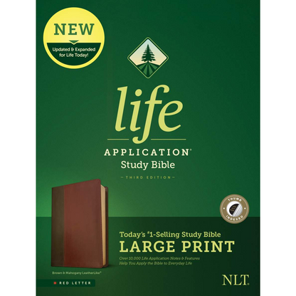 NLT Life Application Large-Print Study Bible, (Third Ed)Brown/Mahogany (indexed)
