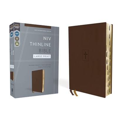 NIV, Thinline Bible, Large Print, Brown Leathersoft (Indexed)