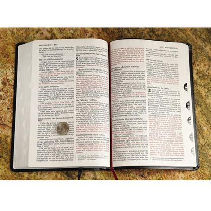 NIV Thinline, Large Print Bible, Black Bonded Leather (Indexed)