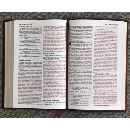 NIV, Thinline Bible, Large Print, Brown Leathersoft