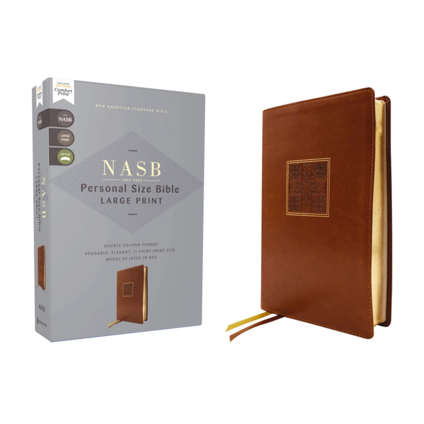 NASB, Personal Size Bible, Large Print (1995 Text), Brown Leathersoft