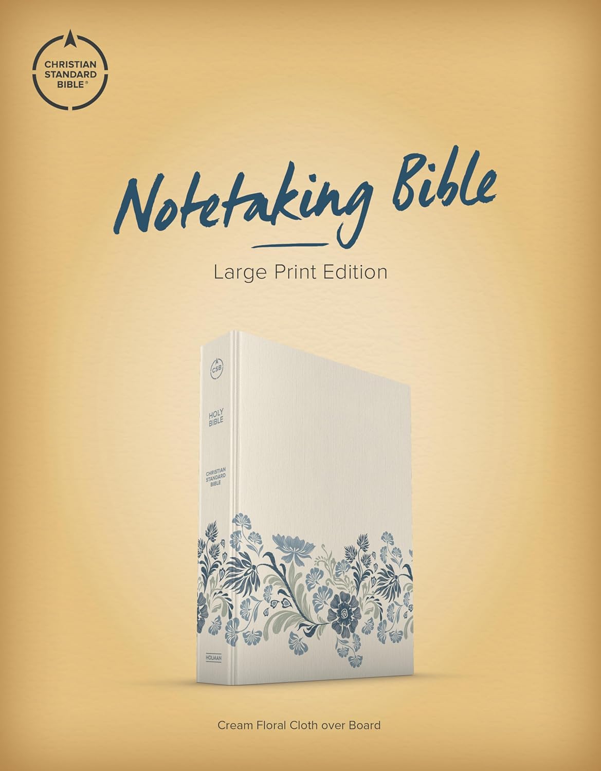 CSB Notetaking Bible, Large Print Edition - Cream Floral Cloth Over Board