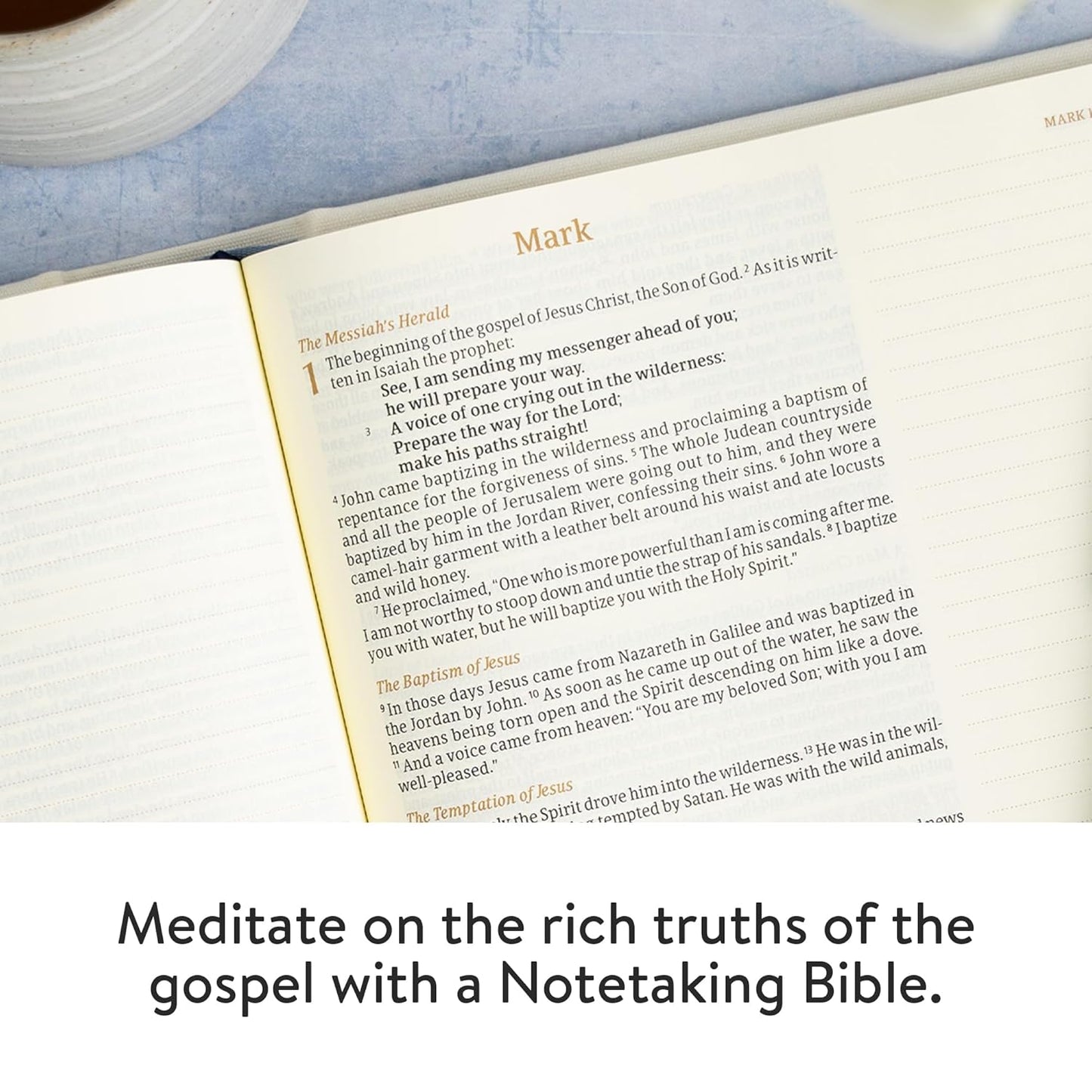 CSB Notetaking Bible, Large Print Edition - Cream Floral Cloth Over Board