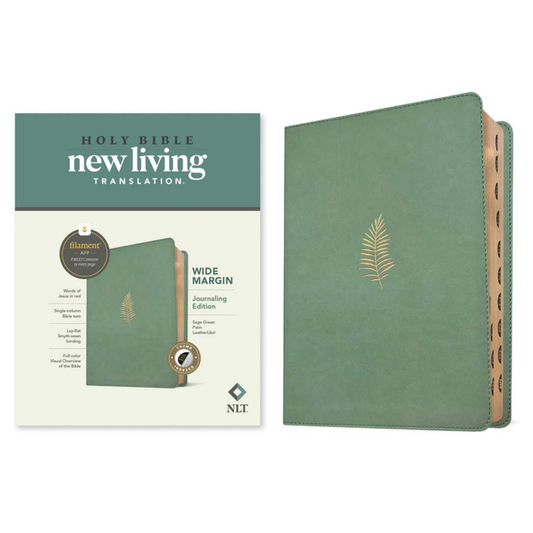 NLT Wide Margin Bible (Indexed) Sage Green Palm