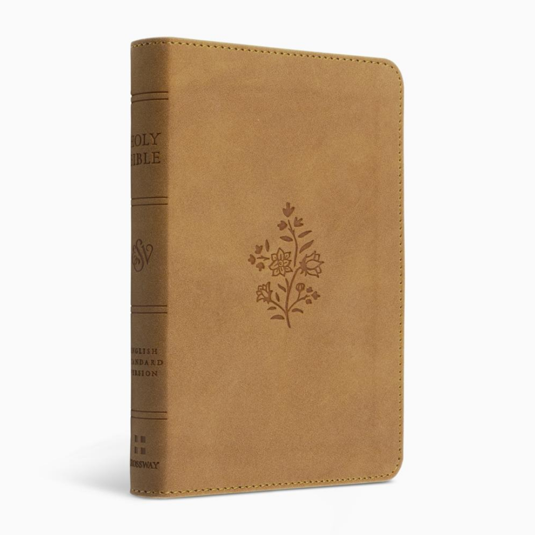 ESV Compact Bible, TruTone® Nubuck Caramel, Wildflower Design
