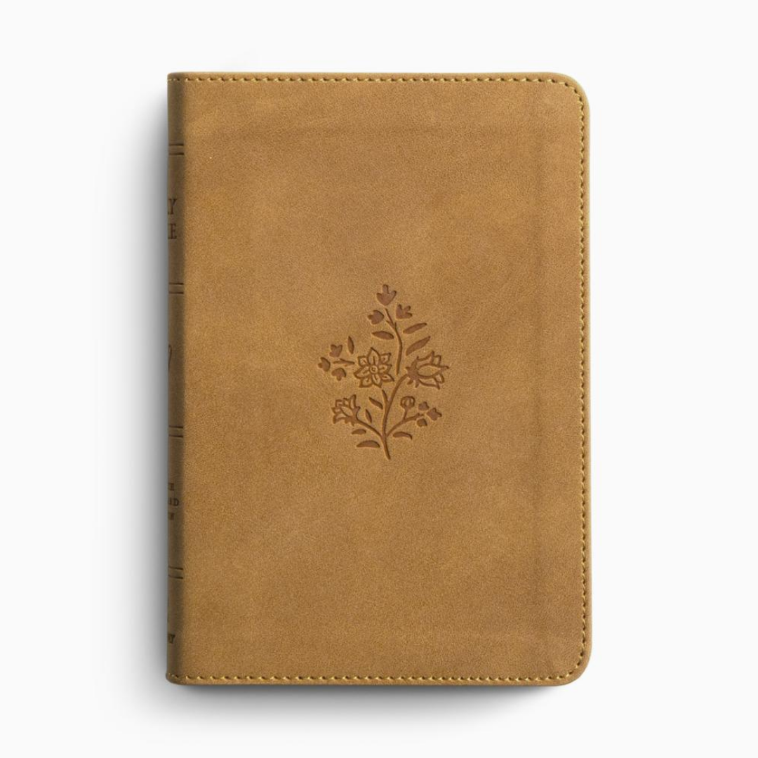 ESV Compact Bible, TruTone® Nubuck Caramel, Wildflower Design