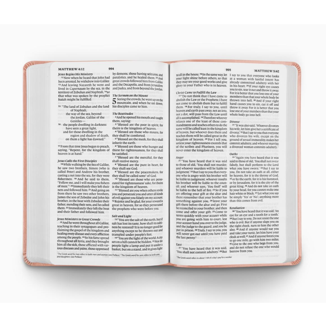 ESV Large Print Value Thinline Bible, TruTone® Blush Rose, Fleur-de-lis Design