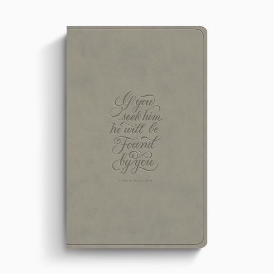 ESV Large Print Value Thinline Bible, TruTone® Stone, 1 Chronicles 28:9 Design