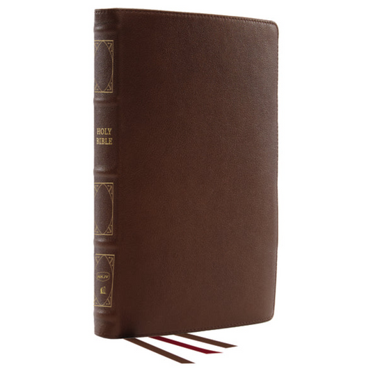 NKJV, Reference Bible, Classic Verse-by-Verse, Center-Column, Genuine Leather, Brown