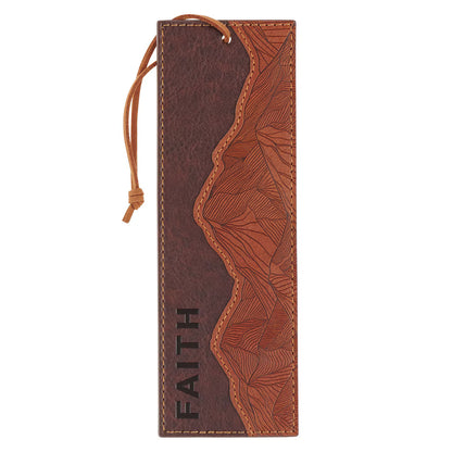Leather Bookmark - Faith Can Move Mountains, Matthew 17:20 (BMF199)