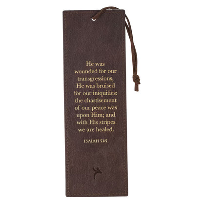Leather Bookmark - Amazing Grace, Isaiah 53:3 (BMF204)