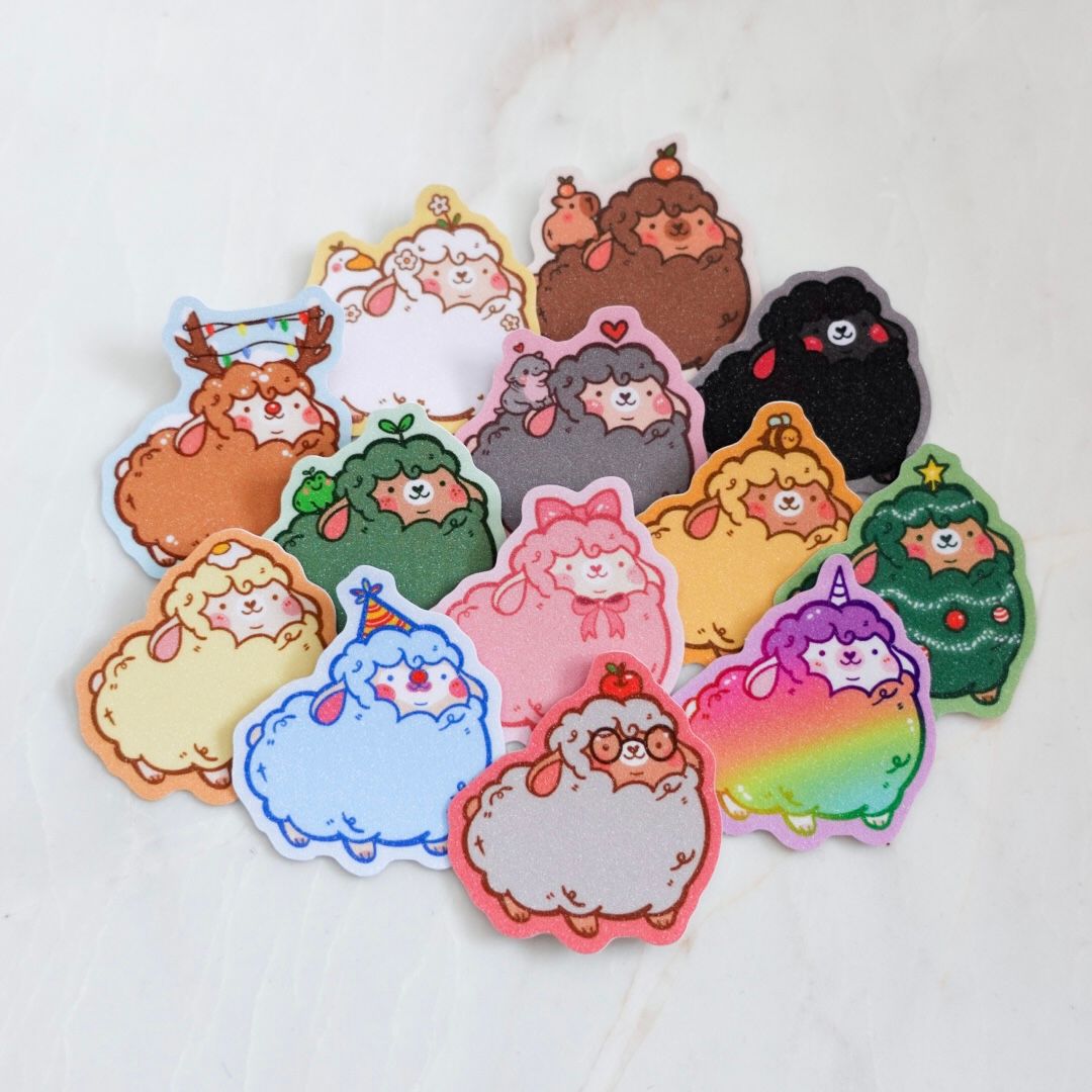 Chonky Sheep Stickers (Matte Glitter)