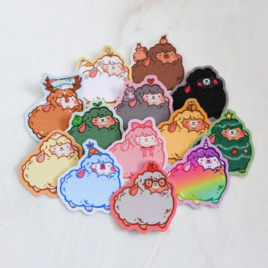 Chonky Sheep Stickers (Matte Glitter)