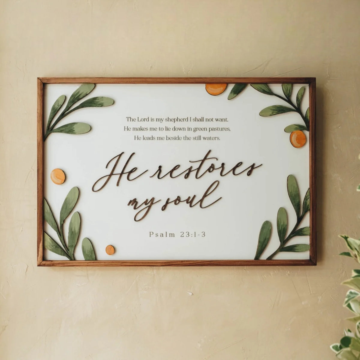 Wall Frame - He Restores My Soul - Psalm 23:1-3