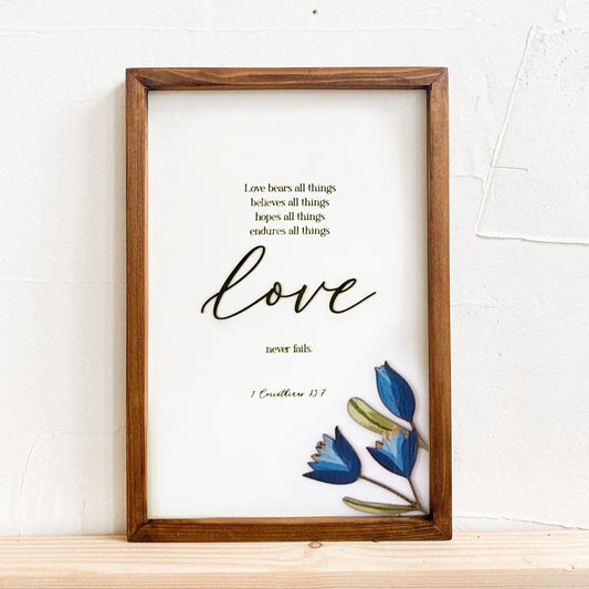 Wall Frame - LOVE {Blue flower}