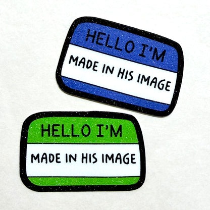 Made in His Image Sticker, Genesis 1:27 (Matte Glitter)