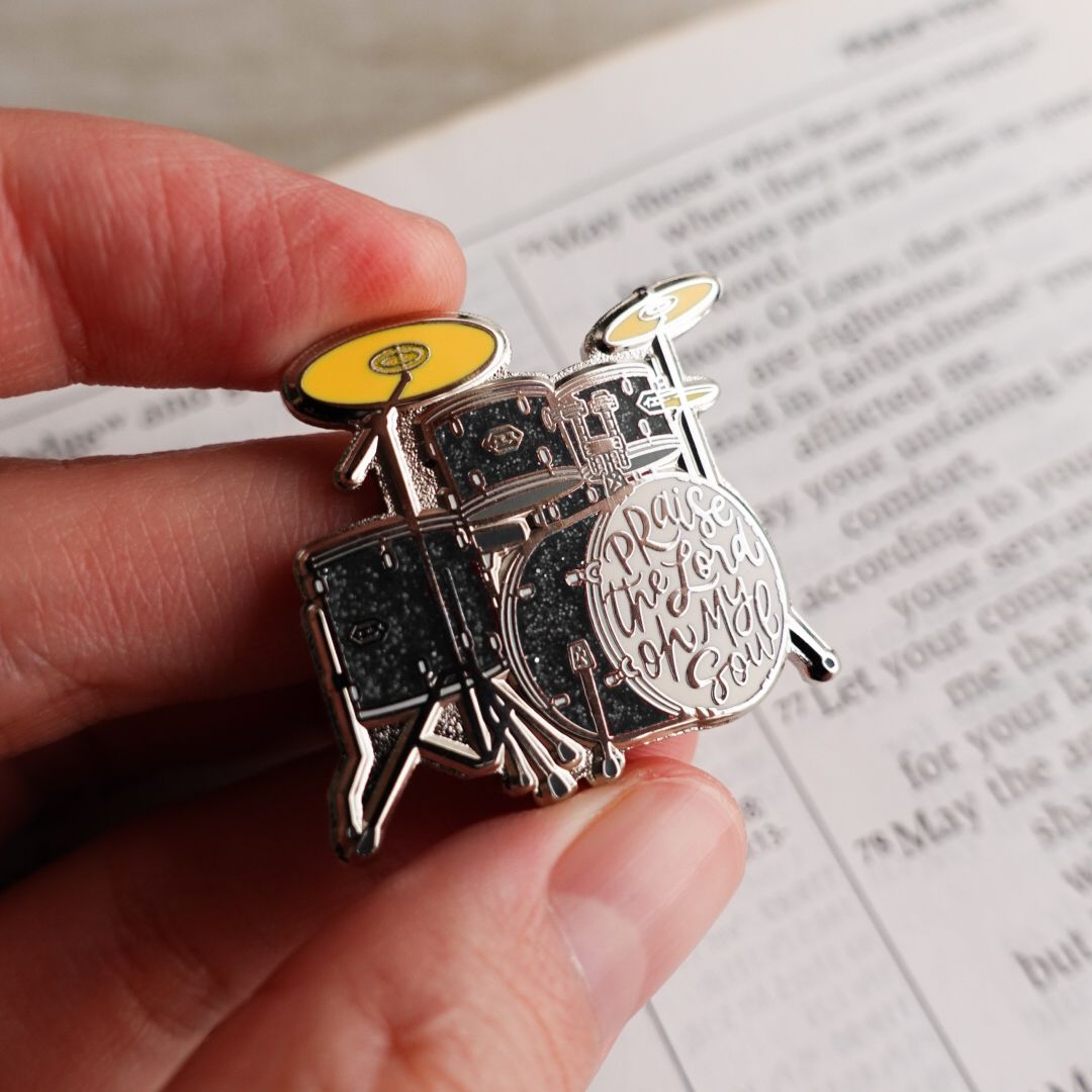Praise (Drums) Black Enamel Pin