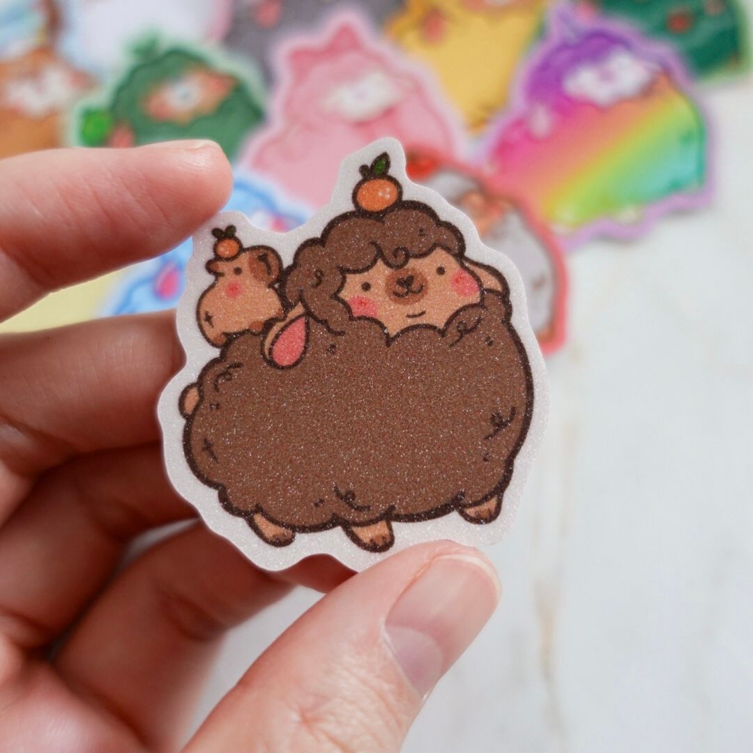 Chonky Sheep Stickers (Matte Glitter)